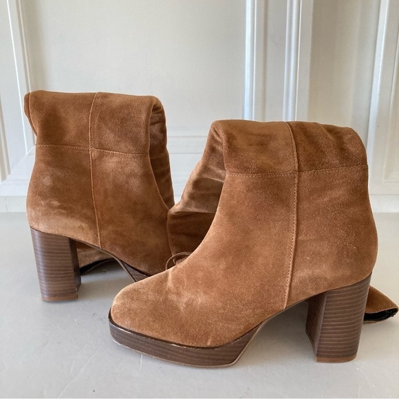 NWOT Free People Echo Platform Over-The-Knee Brown Suede Boots Sz 37 - Picture 1 of 9
